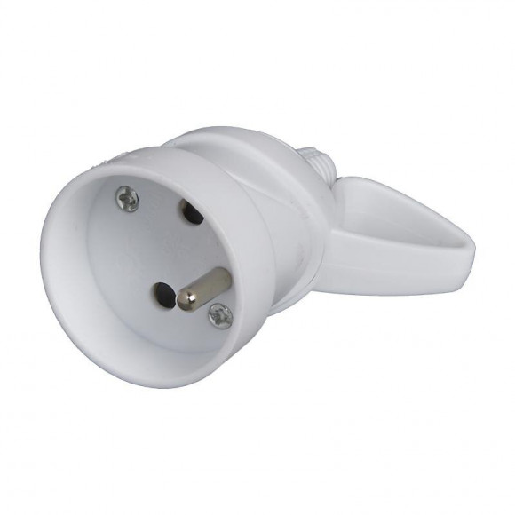 Fiche électrique femelle à anneau 2 pôles + terre 16A, Blanc