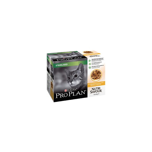 Aliment chat adulte PURINA Pro Plan Sterilised - Poulet - 10x85g