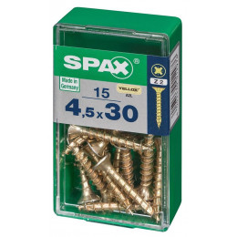 Lot De 15 Vis Acier Tête Fraisée Pozidriv Spax, Diam.4.5 Mm X L.30 Mm