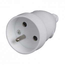 Fiche électrique femelle 2 pôles + terre 16A. couleur blanc
