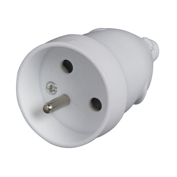 Fiche électrique femelle 2 pôles + terre 16A. couleur blanc