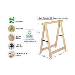 Tréteau pin PRO section 50x23mm