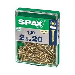 Lot De 100 Vis Acier Tête Fraisée Pozidriv Spax, Diam.2.5 Mm X L.20 Mm
