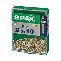 Lot De 100 Vis Acier Tête Fraisée Pozidriv Spax, Diam.2.5 Mm X L.10 Mm