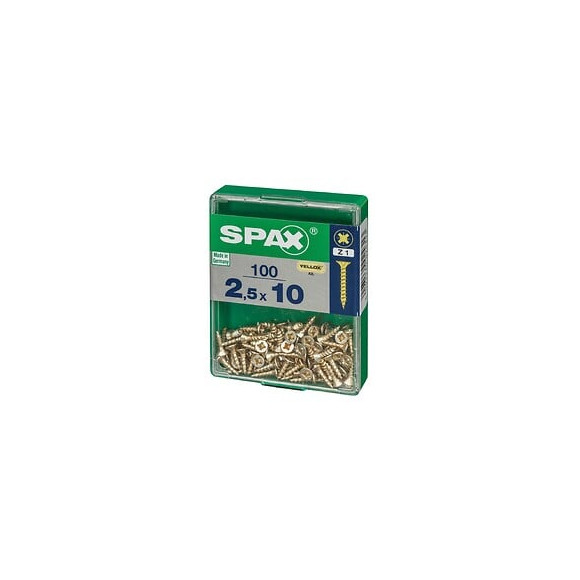 Lot De 100 Vis Acier Tête Fraisée Pozidriv Spax, Diam.2.5 Mm X L.10 Mm