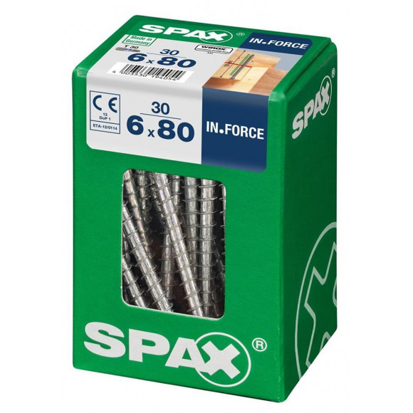 Lot De 30 Vis Acier Tête Cylindrique Spax, Diam.6 Mm X L.80 Mm