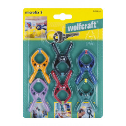 6 micro-pinces à ressort Microfix avec anneau porte-clés