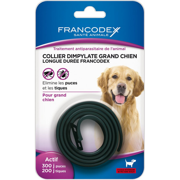 Collier antiparasitaire chien Dimpylate longue durée noir