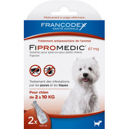 Pipettes antiparasitaires FRANCODEX petit chien Fipromédic 2 x 0,67ml