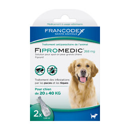 Pipettes antiparasitaires FRANCODEX grand chien Fipromédic 2 x 2,68ml