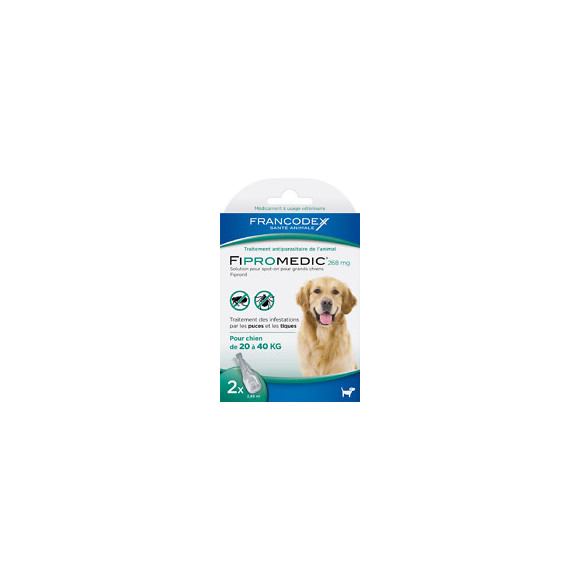 Pipettes antiparasitaires FRANCODEX grand chien Fipromédic 2 x 2,68ml