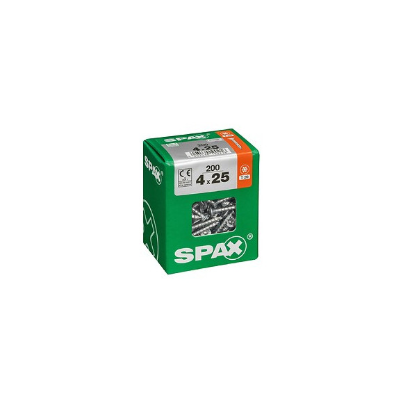 Lot De 200 Vis Acier Tête Fraisée Torx Spax, Diam.4 Mm X L.25 Mm