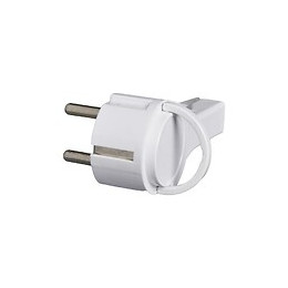 Fiche électrique mâle 2 poles + Terre 16A extraplate - blanc