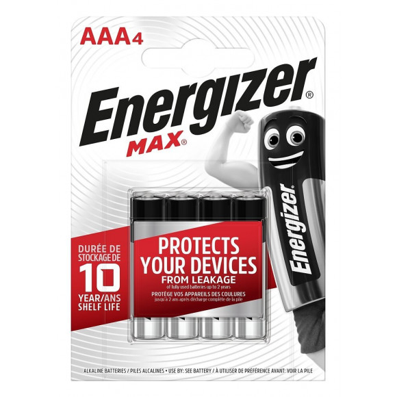 Piles Alcalines Energizer Max AAA/LR3, pack de 4