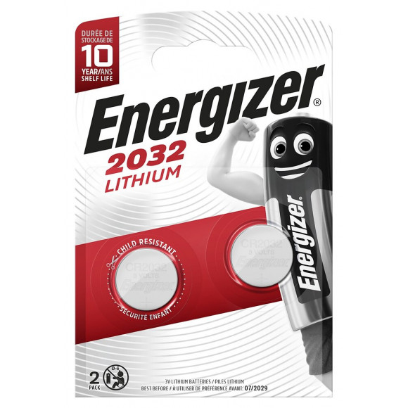 Piles bouton Energizer Lithium 2032, pack de 2 