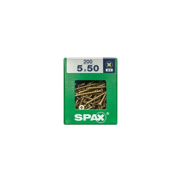 Lot De 200 Vis Acier Tête Fraisée Pozidriv Spax, Diam.5 Mm X L.50 Mm