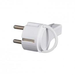 Fiche électrique mâle 2 poles + Terre 16A extraplate - blanc