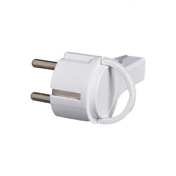 Fiche électrique mâle 2 poles + Terre 16A extraplate - blanc