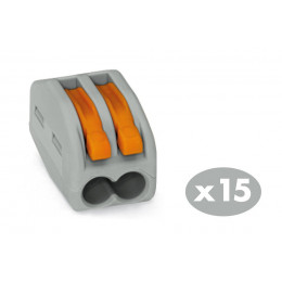Lot de 15 bornes souples 2 entrées WAGO S222
