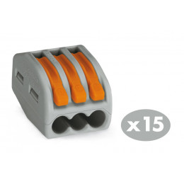 Lot de 15 bornes souples 3 entrées WAGO S222