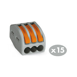 Lot de 15 bornes souples 3 entrées WAGO S222