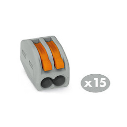 Lot de 15 bornes souples 2 entrées WAGO S222