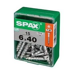 Lot De 15 Vis Acier Tête Autofraisée Plate Spax, Diam.6 Mm X L.40 Mm