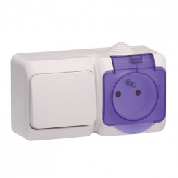 Cedar Plus-Va-et-vient+prise 2P+T avec cache bleu-Blanc