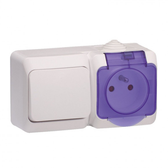 Cedar Plus-Va-et-vient+prise 2P+T avec cache bleu-Blanc