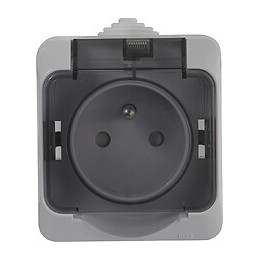 prise de courant 2 pôles + terre en saillie