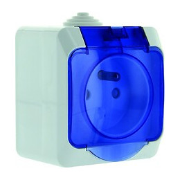 Cedar Plus-Prise de courant 2P+T avec cache bleu-Blanc