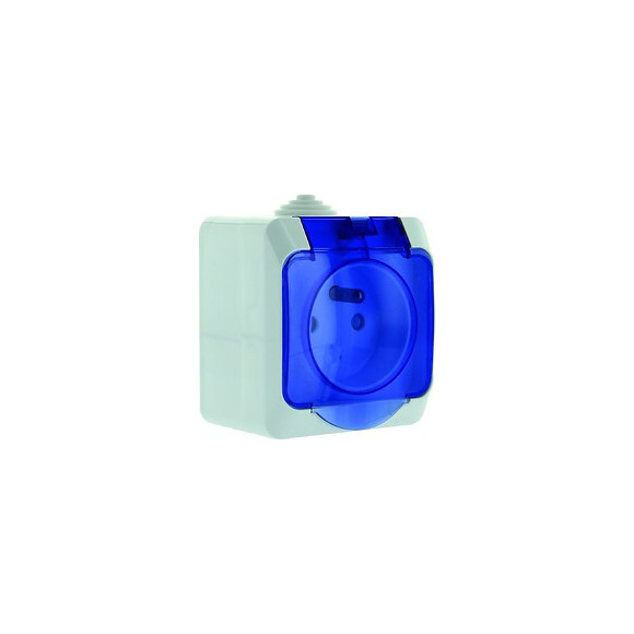 Cedar Plus-Prise de courant 2P+T avec cache bleu-Blanc