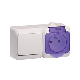 Cedar Plus-Va-et-vient+prise 2P+T avec cache bleu-Blanc