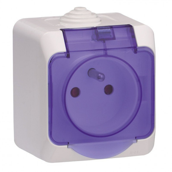 Cedar Plus-Prise de courant 2P+T avec cache bleu-Blanc