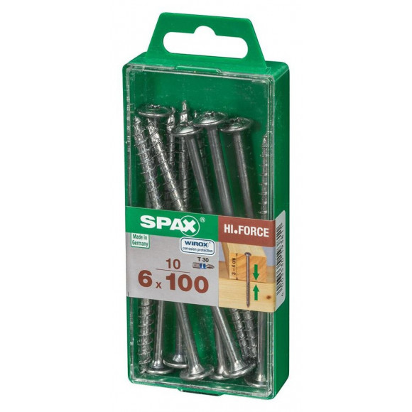 Lot De 10 Vis Acier Tête Fraisée Bombée Torx Spax, Diam.6 Mm X L.100 Mm