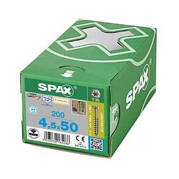 200 Vis Torx Tête Fraisée Autoforeuse 4,5x50 Spax Cut Inox A2 - Façade Bois Résineux