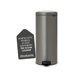 Poubelle de cuisine ronde à pédale NewIcon 30L - Platinum