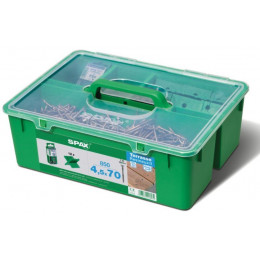 Kit Bois Résineux 4,5x70 Inox A2 - 850 Vis + 12 Espaceurs + 5 Embouts