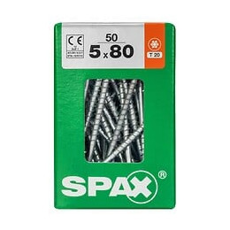 Lot De 50 Vis Acier Tête Fraisée Torx Spax, Diam.5 Mm X L.80 Mm