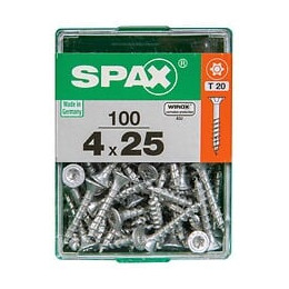 Lot De 100 Vis Acier Tête Autofraisée Plate Spax, Diam.4 Mm X L.25 Mm