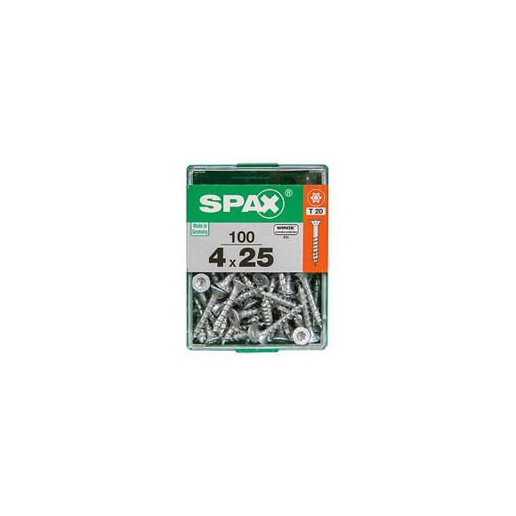 Lot De 100 Vis Acier Tête Autofraisée Plate Spax, Diam.4 Mm X L.25 Mm