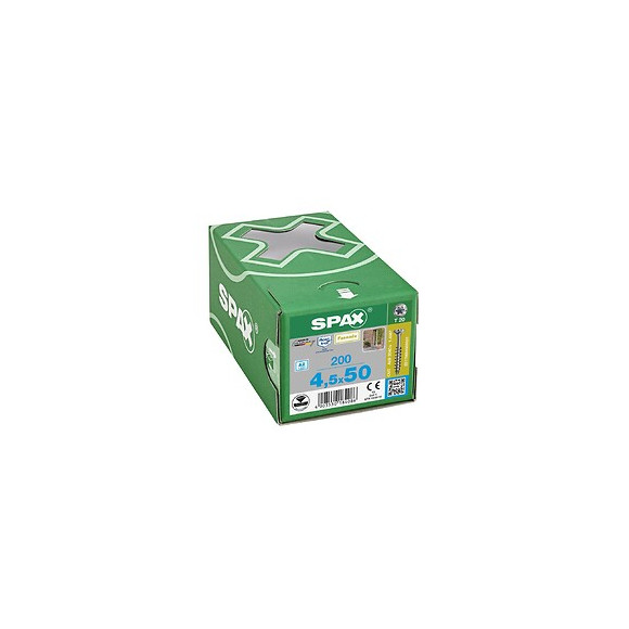 200 Vis Torx Tête Fraisée Autoforeuse 4,5x50 Spax Cut Inox A2 - Façade Bois Résineux