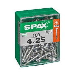 Lot De 100 Vis Acier Tête Autofraisée Plate Spax, Diam.4 Mm X L.25 Mm