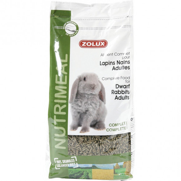 Aliment Complet Pour Lapins Nains Adultes. Sachet 2.5 Kg. Pour Rongeurs. - Zolux - Zo-210187