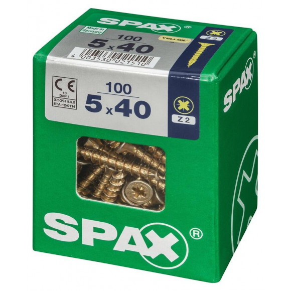 Lot De 100 Vis Acier Tête Fraisée Pozidriv Spax, Diam.5 Mm X L.40 Mm