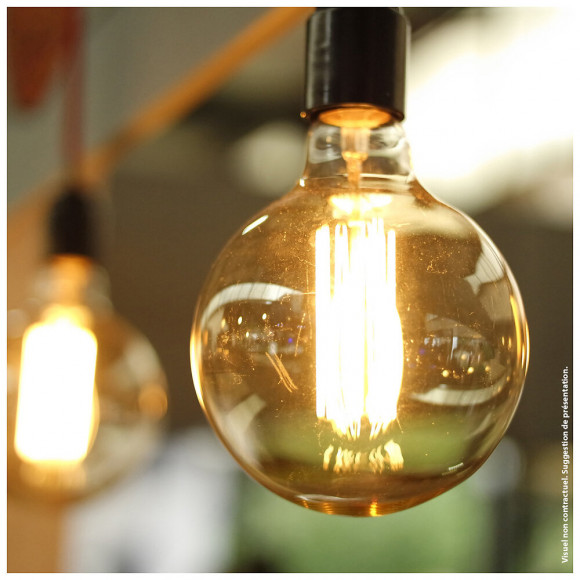 Ampoule Led Déco Globe Giant (xxl) Au Verre Ambré, Culot E27, 8w Cons. (60w Eq.), 800 Lumens, Lumière Blanc Chaud