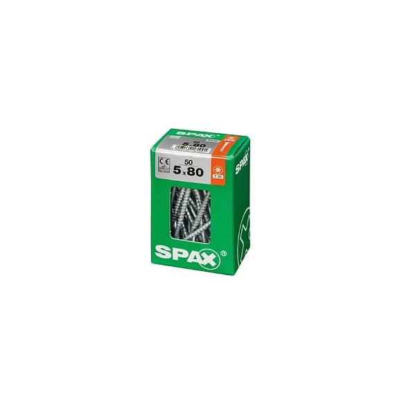 Lot De 50 Vis Acier Tête Fraisée Torx Spax, Diam.5 Mm X L.80 Mm