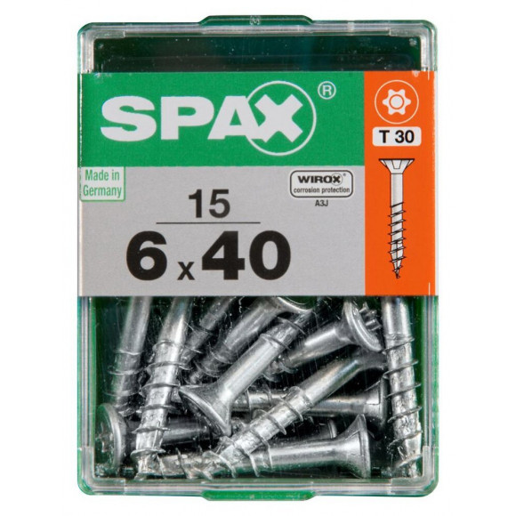 Lot De 15 Vis Acier Tête Autofraisée Plate Spax, Diam.6 Mm X L.40 Mm