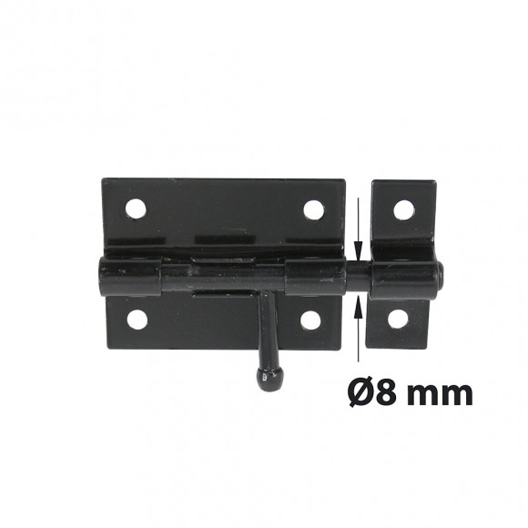 Verrou À Levier Verrou De Box + Gâche Diamètre 8 Mm Afbat, Acier Peint Noir