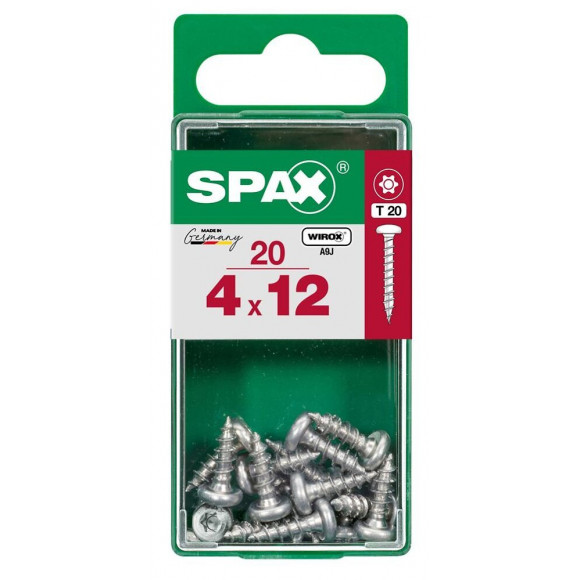 Lot De 20 Vis Acier Tête Ronde Pozidriv Spax, Diam.4 Mm X L.12 Mm